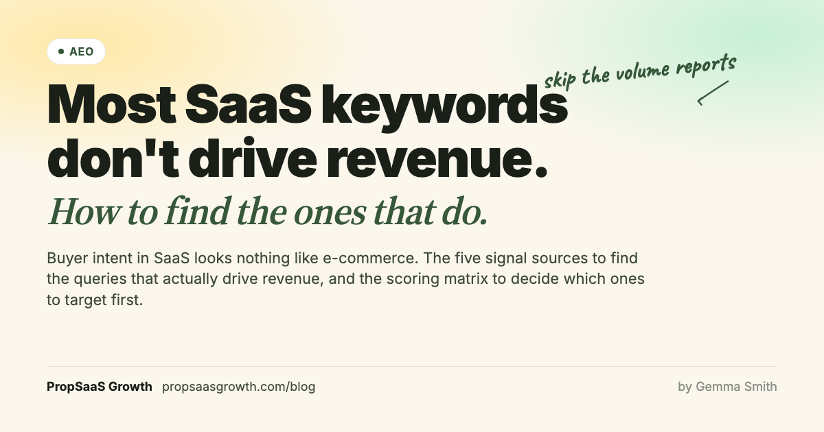 Most SaaS keywords don't drive revenue. How to find the ones that do. Skip the volume reports. PropSaaS Growth.