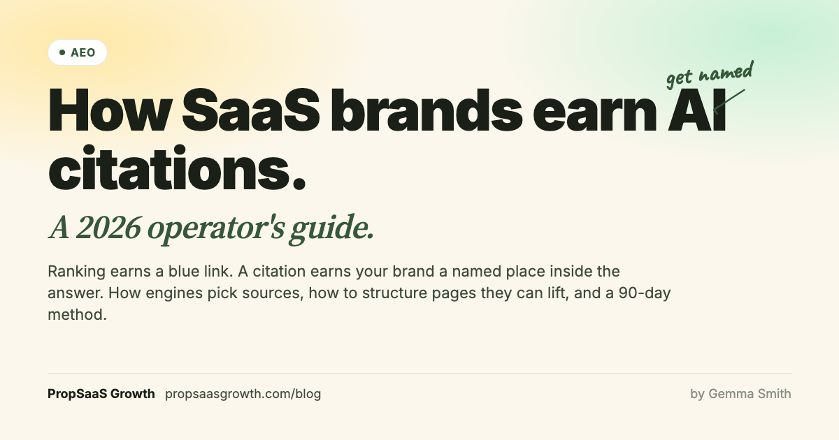 How SaaS brands earn AI citations. A 2026 operator's guide. PropSaaS Growth.