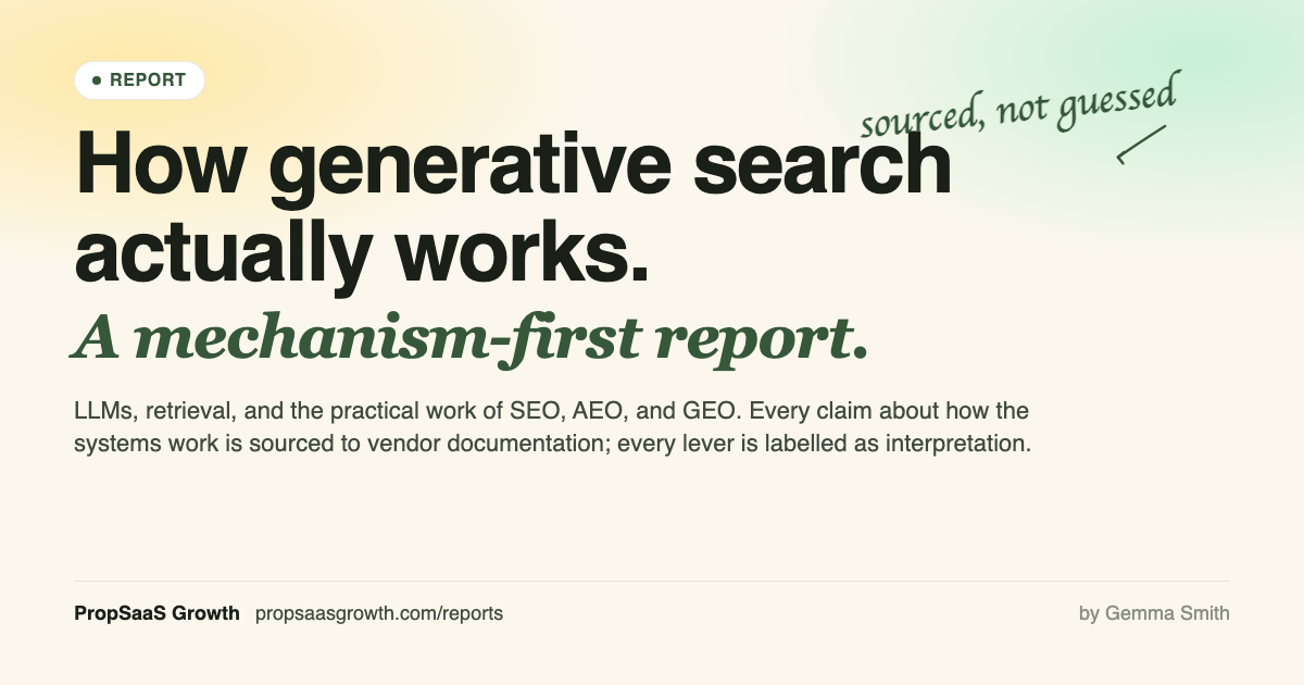How Generative Search Actually Works — a mechanism-first report by PropSaaS Growth