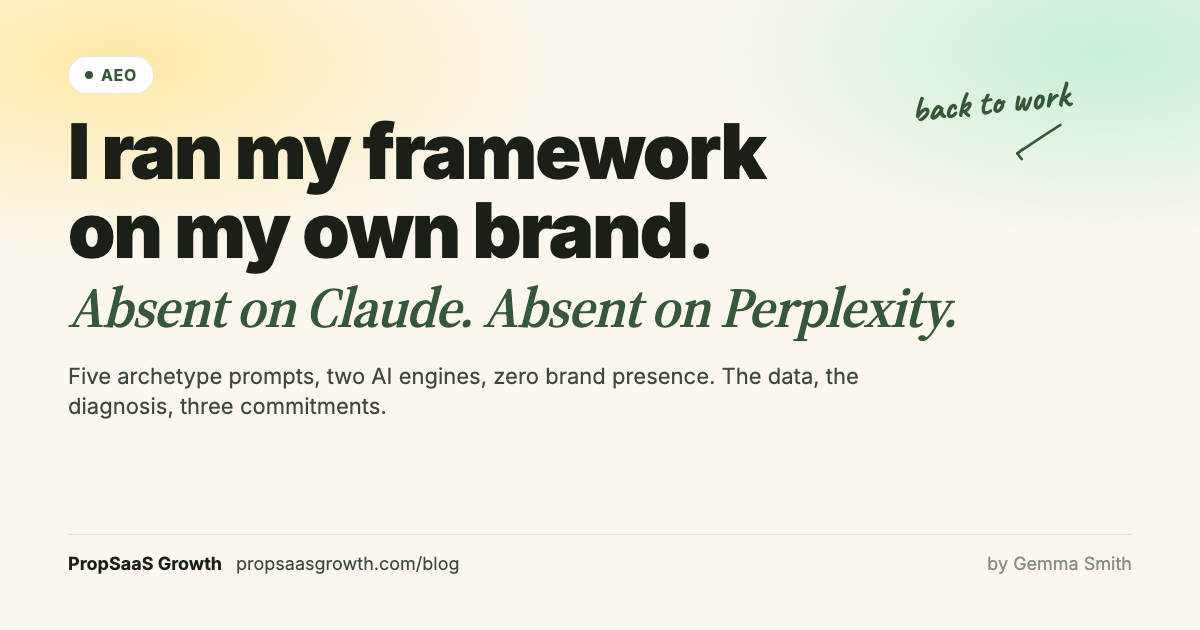 I Ran My Own AEO Framework on My Own Brand. I Was Invisible. — PropSaaS Growth